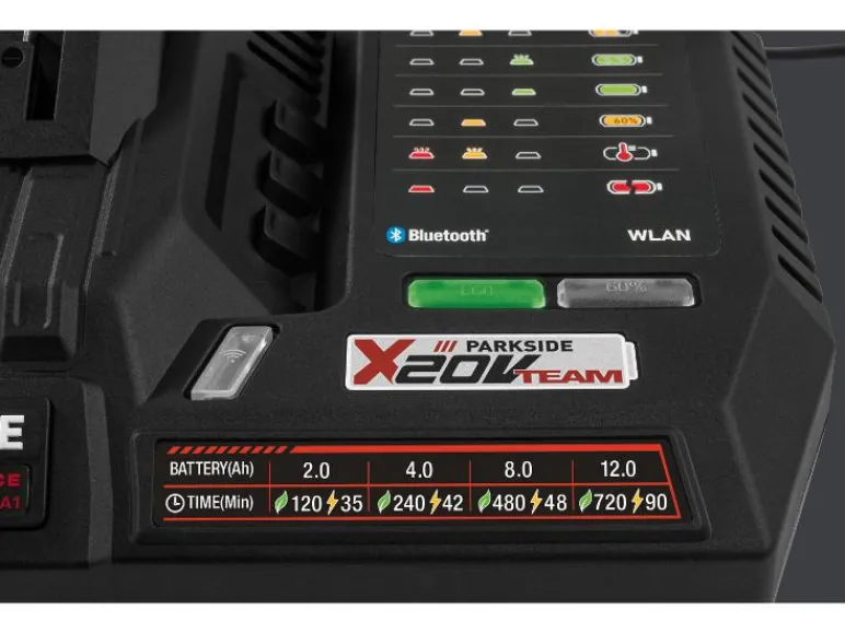 2 Smart accu's 20 V - 4 Ah en smart acculader 20 V - 12 A<PARKSIDE PERFORMANCE® Sale